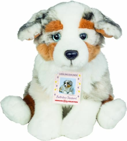 Hermann Teddy Knuffeldier - Australische herder pup - pluche knuffel - premium kwaliteit knuffel - 22 cm - honden knuffel