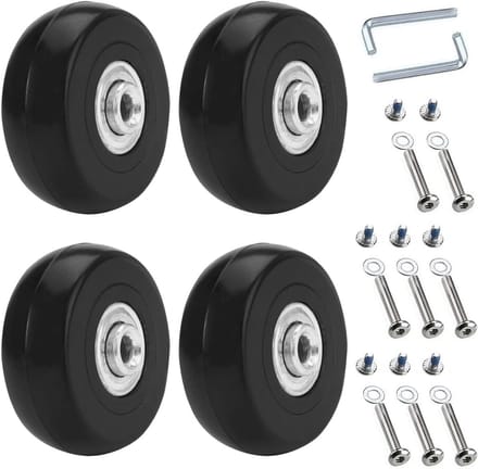 Set van 4 Rolletjes voor Koffer en Bagage - Rubber - 50x18mm, Zwart