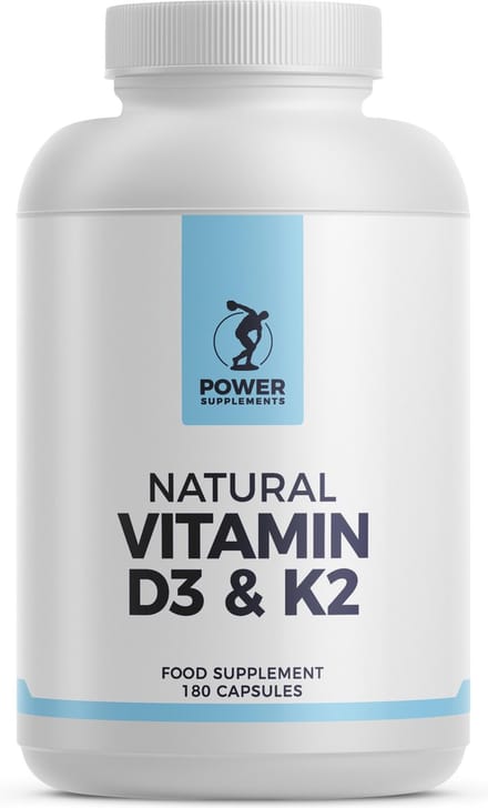 Power Supplements - Natuurlijke Vitamine D3 & K2 - 100% natuurlijke Vitamines - 180 caps