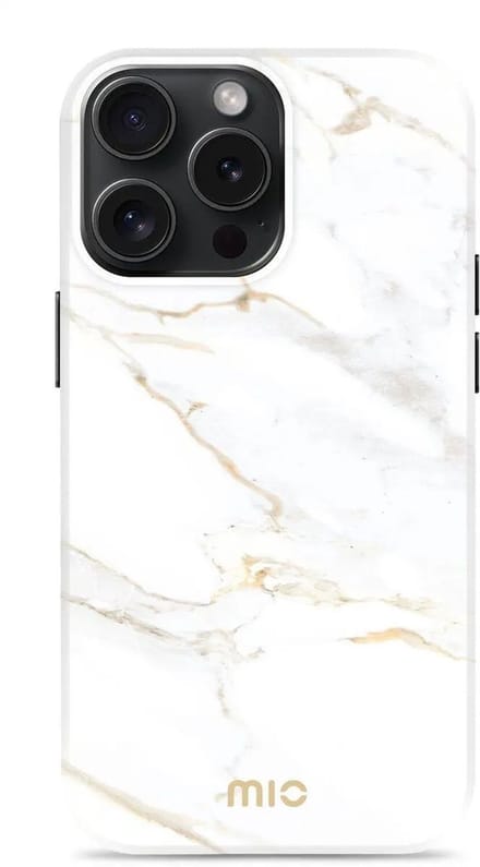 MIO MagSafe Apple iPhone 15 Pro Hoesje | Hard Shell Back Cover | Geschikt voor MagSafe | White Marble