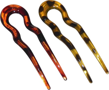 Haarpinnen donkerbruin-lichtbruin set van 2 stuks - lengte 13 cm / breedte 4 cm