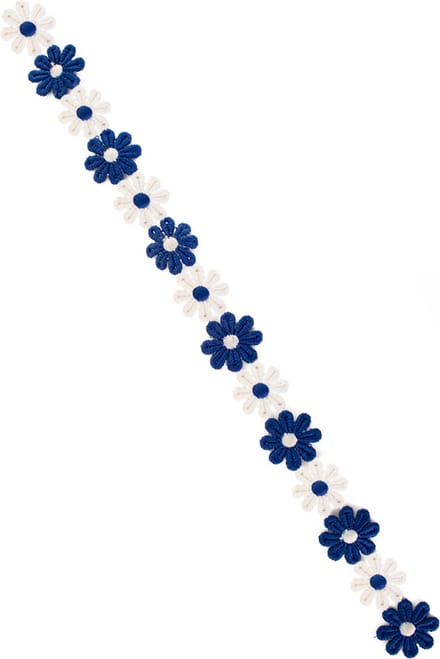 Bloemetjesband - Verkleedaccessoires - Hobby & creatief - 3 meter - Textiel - Blauw/wit
