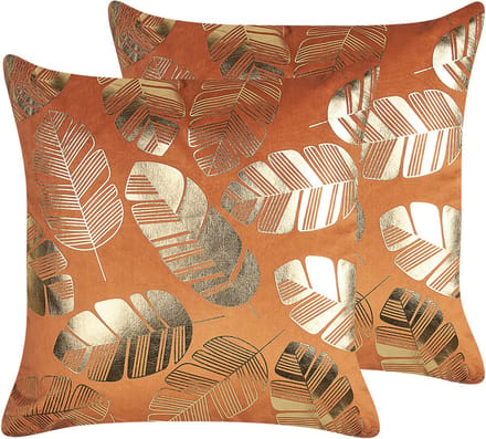 SUNFLOWER - Sierkussen set van 2 - Oranje - 45 x 45 cm - Fluweel