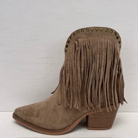 Laag cowboylaarsje met franjes en studs khaki Khaki / 38