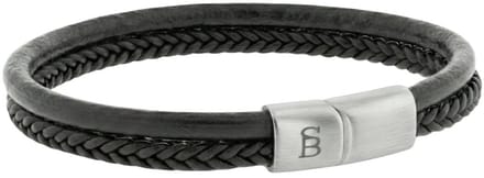 STEEL & BARNETT - Leren Armband Heren - Denby - Zwart - Maat S