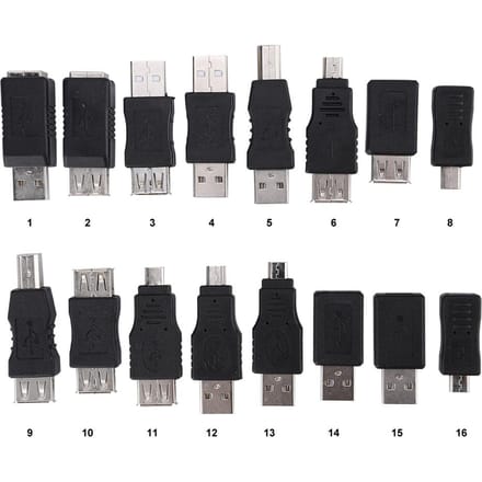 16PCS Adaptateur Convertisseur USB2.0 Multipurpose USB Mâle vers Micro USB Femelle