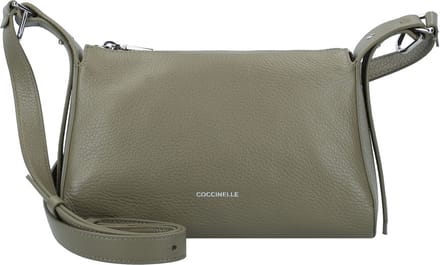 COCCINELLE Leren Schoudertas Bishop Mini Bag Grained Leather Laurel Green Olijfgroen