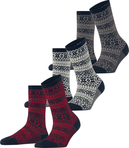 Esprit Sami Pattern 3-Pack gedessineerd katoen multipack sokken dames blauw - maat 36-41