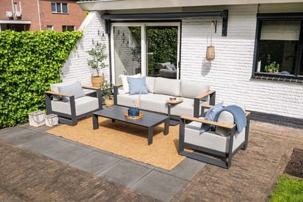 Levanto 5-persoons loungeset - aluminium -teaklook- Garden Impressions
