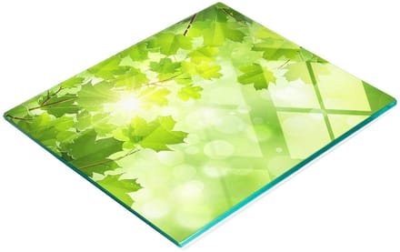 Glazen serveerplank met kastanjebladerenmotief, 60x52 cm
