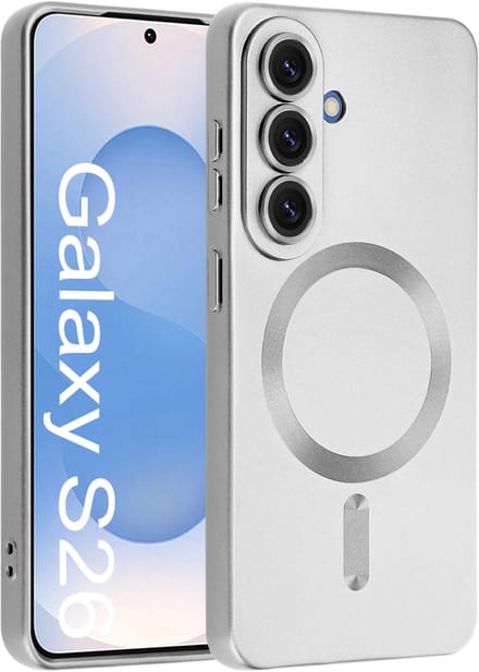 ShieldCase MagSafe Hoesje - Geschikt voor Samsung Galaxy S26 - Lens Protectie - Zilver
