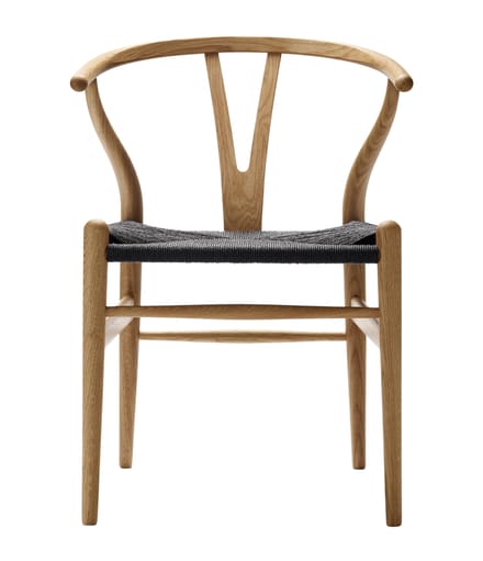 Carl Hansen & Søn - CH24 Y Wishbone stoel eiken - eiken geolied - Vlecht zwart - bruin