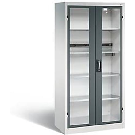 C+P Basic batterijlaadkast met kijkvenster van acrylglas, H 1950 x B 930 x D 500 mm, lichtgrijs/antraciet