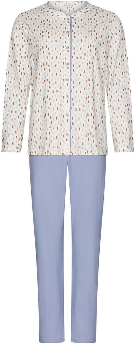 Pastunette - Tender - Pyjama - Katoen - Doorknoop - Wit/Blauw - Maat 38