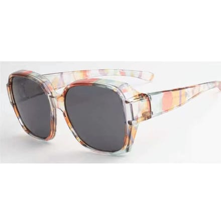 Overzet zonnebril dames - Overzetzonnebrillen - Polarized - UV400 - Pastel Blauw Multicolor - Groot montuur