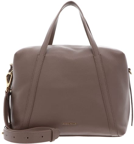 COCCINELLE Leren schoudertas handtas Nory Grained Leather Handbag Warm Taupe