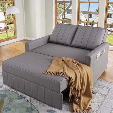 2-Zits Sofa Bed - Multifunctionele Slaapbank Grijs - Opvouwbaar Fauteuilbed