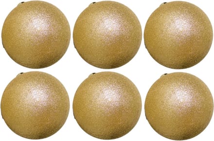 Gerimport Kerstballen - 6x stuks - goud - glitter - 8 cm - kunststof - kerstversiering