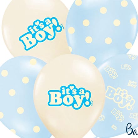 Partydeco - Ballonnen It's a Boy Pastel Mix (6 stuks)
