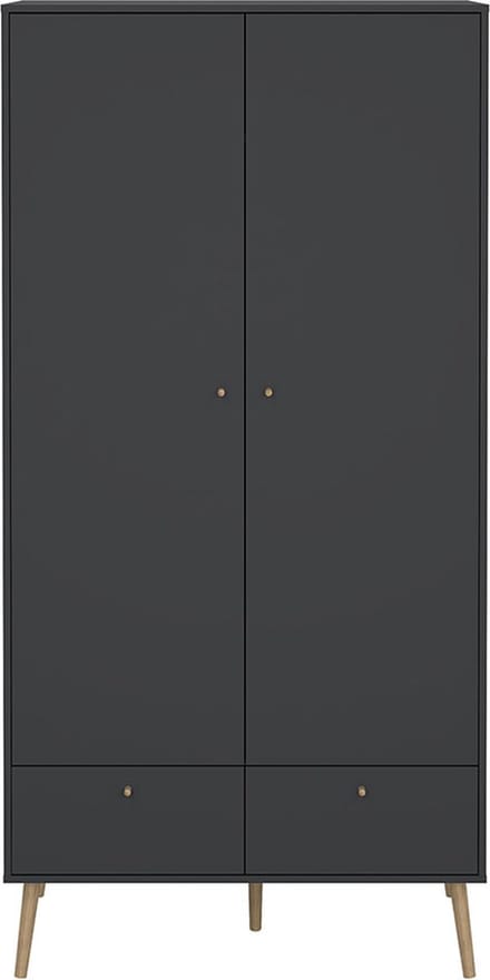 Bodo kledingkast 200x99x58cm, 2 deuren, 2 lades matgrijs.