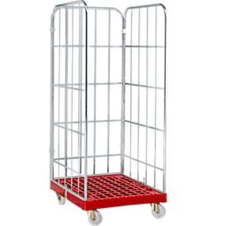 Rolcontainer, 3-zijdig, rood RAL 3000