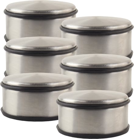 NORDIX Premium Deurstopper - Deurstoppers voor Binnen - Deurstop - Deurbuffer - Set van 6 Stuks - 11x6cm - RVS - ACERO