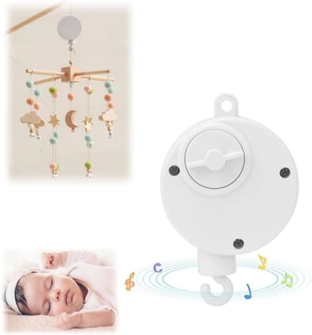 Rotating Mobile Crib Bed Bell Toy - Winding Movement - White Music Box met Rotating Hook