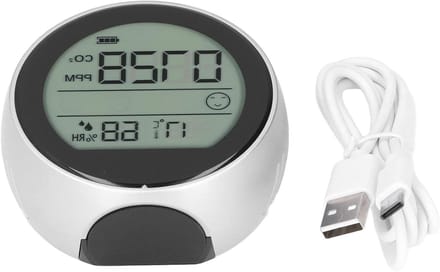 CO2 Monitor - Luchtkwaliteit Meter - Binnenklimaat Meten - NDIR Sensor - 400-5000ppm - Zilver