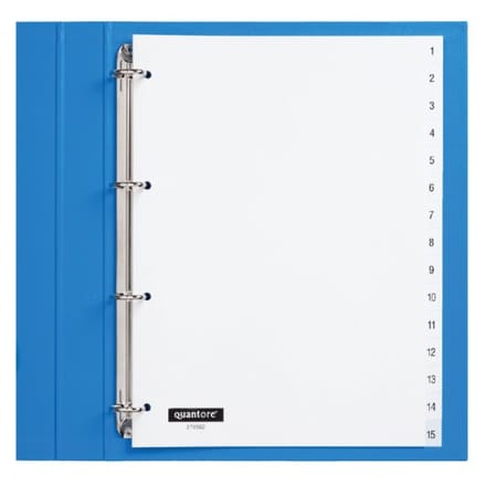 Tabbladen Quantore 4-gaats 1-15 genummerd wit PP