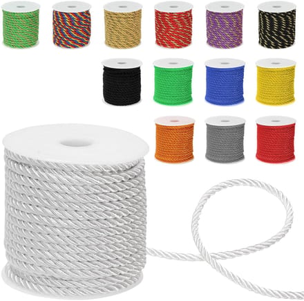Dailygoods - 5 mm x 18 m 3-laags Gedraaid Koord voor Doe-Het-Zelf Projecten - Wit Polyester Touw
