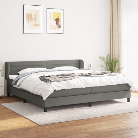 vidaXL - Boxspring - met - matras - stof - donkergrijs - 200x200 - cm