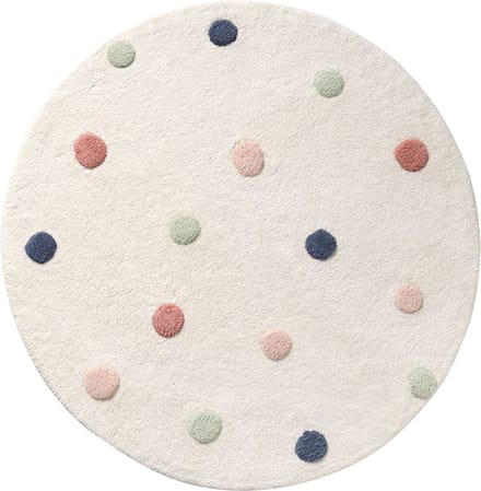 Petite Amélie Kindervloerkleed - 100% Katoen - Ø110 cm - Wit met Stippen