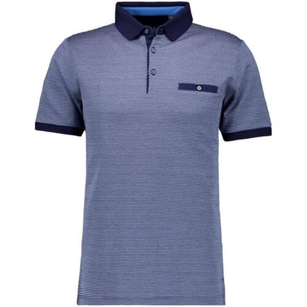 Ragman Jacquard Polo Mercerized Cotton Fine Structure Donker Blauw Melange / male