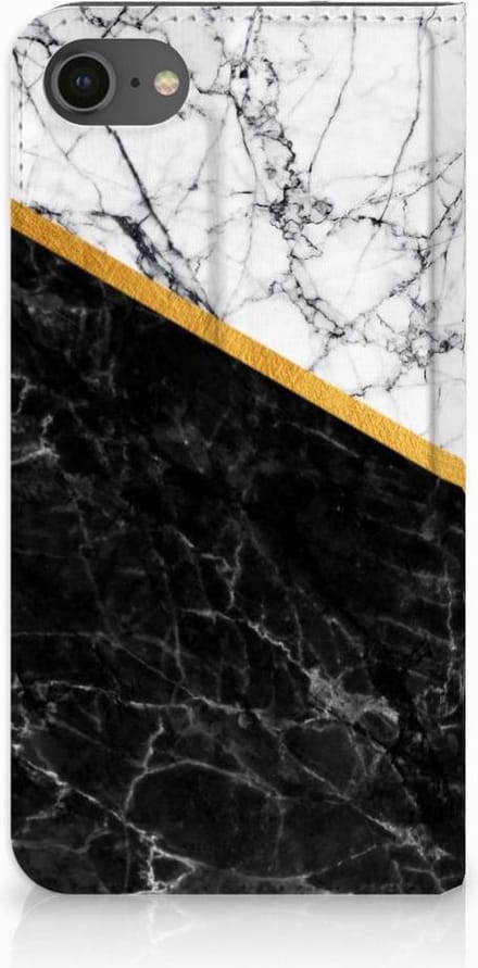 iPhone 7 | 8 | SE (2020) | SE (2022) Standcase Marmer Wit Zwart - Origineel Cadeau Man