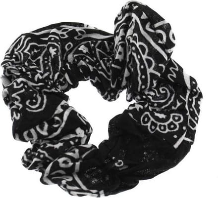 Paisley scrunchie haarelastiek zwart/wit - Zac's Alter Ego