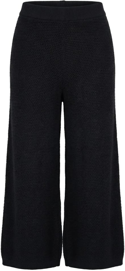 Studio Untold - Dames - Broek wijde rechte pijpen breisel met structuur - Zwart - Maat 50+