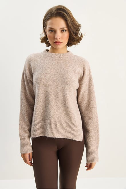 Dikke Oversized Ronde Hals Gebreide Trui