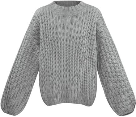 Moderne Oversized Katoen Trui met Grote Ribstructuur - Grijs - S/M
