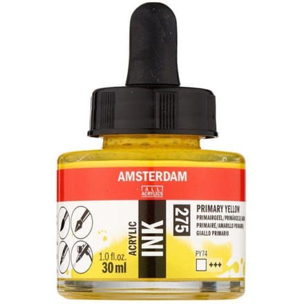 Amsterdam Acrylic Inkt Fles 30 ml Primairgeel 275