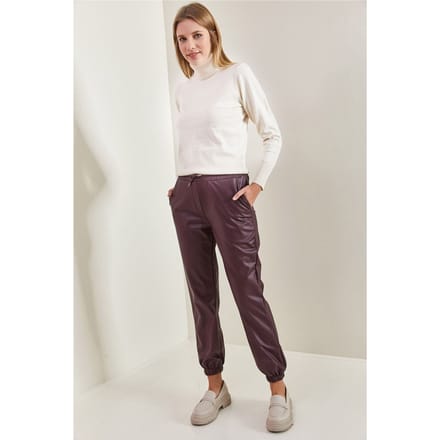 Faux leren joggingsbroeken met verlaagde pijpen