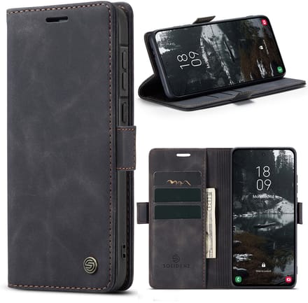 Solidenz Hoesje - Geschikt voor Samsung Galaxy A57 - Urban Book - Telefoonhoesje met Pasjeshouder - Zwart