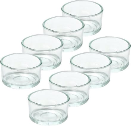 Trend Candles theelichthouder - 8x - glas - transparant - 4x3 cm - waxinelicht