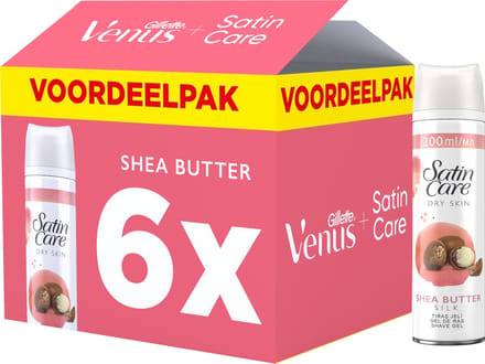 Satin Care Scheergel Voor Vrouwen - Shea Butter Silk - 6 x 200ml - Voor De Droge Huid