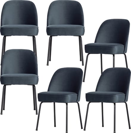 WOOOD Vogue Eetkamerstoelen - Fluweel - Teal - Set van 6