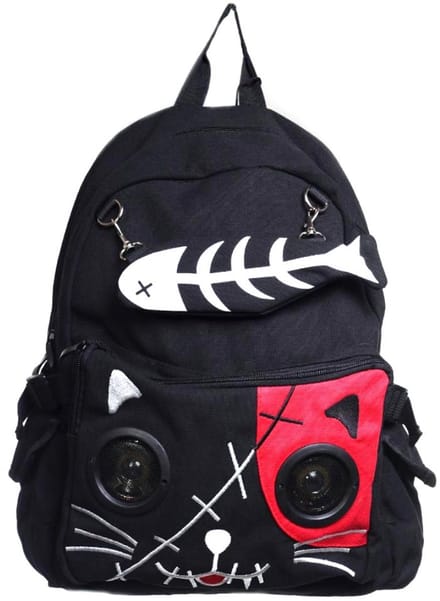 Banned - Kitty speaker Rugtas - Zwart/Rood - canvas - (bxhxd) ca. 31cm x 43cm x 13cm