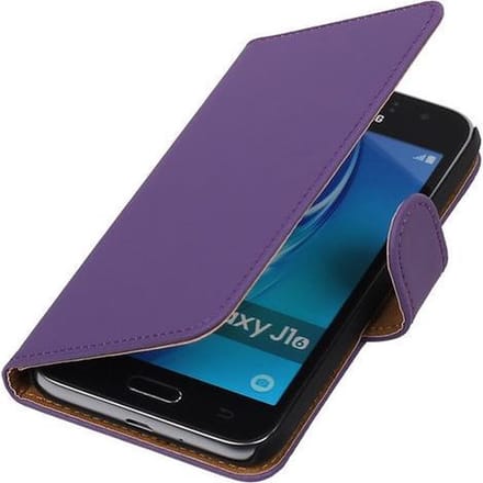 Paars Effen booktype cover hoesje voor Samsung Galaxy J1 Nxt / J1 Mini