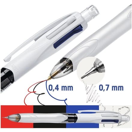 Balpen Bic 3kleuren met vulpotlood HB 0.7mm medium wit