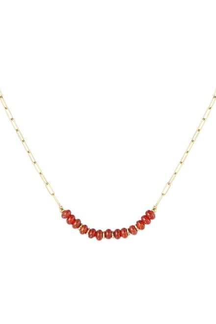 Schakelketting met stenen kralen Cognac Stainless Steel