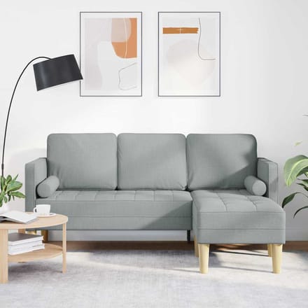 vidaXL - Bankstel - met - kussen - Lichtgrijs - Polyester