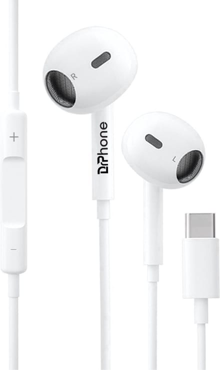 DrPhone HIFI PRO2 - Premium USB-C Oordopjes – Microfoon – Ingebouwde DAC - Oordoppen - Geschikt voor o.a iPhone / iPad / Samsung - Wit